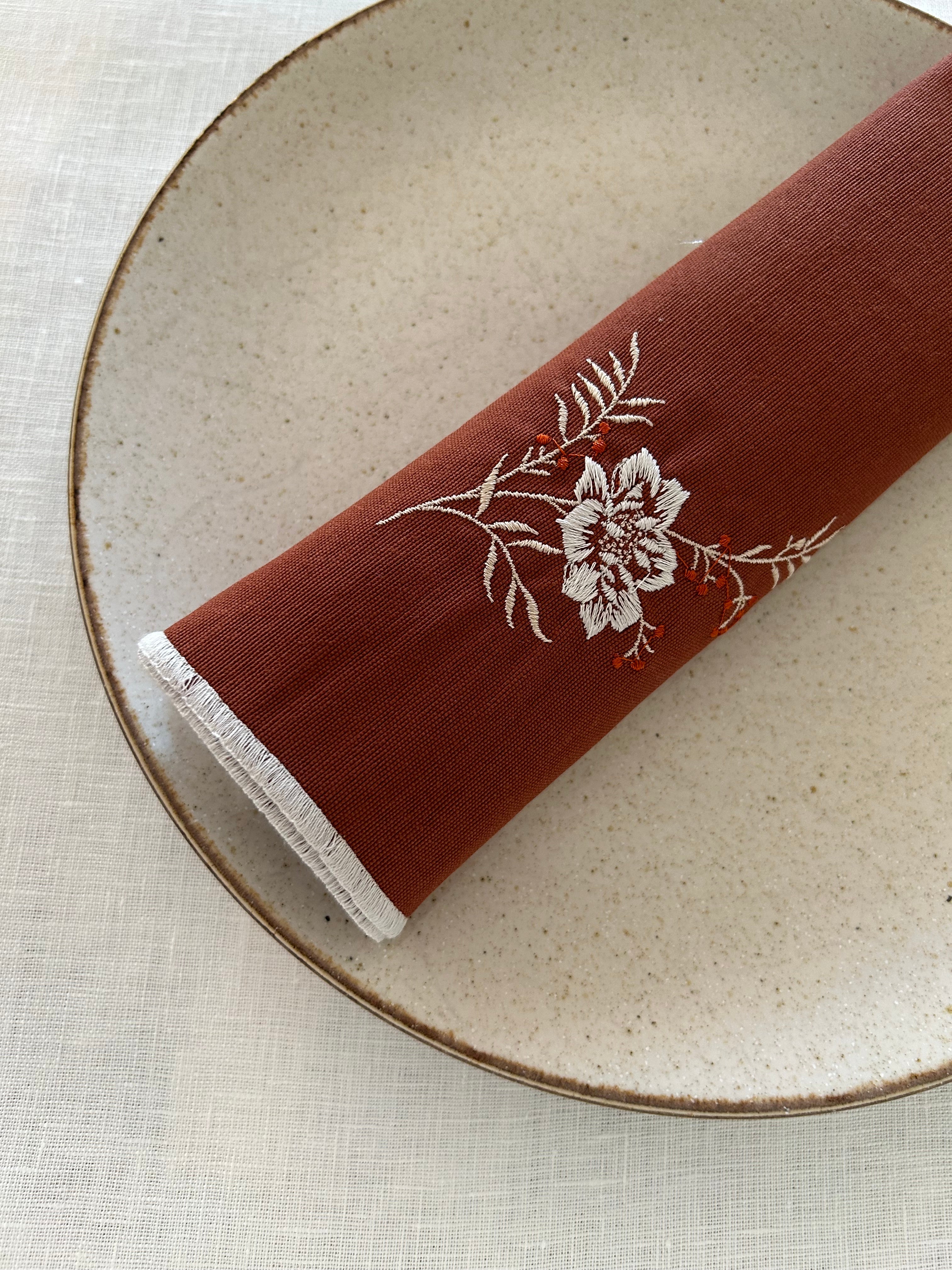 Servilletas Flor Bordada (Pack 2 uds)